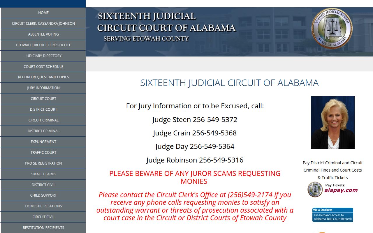 Alacourt ACCESS search interface for Etowah County court records
