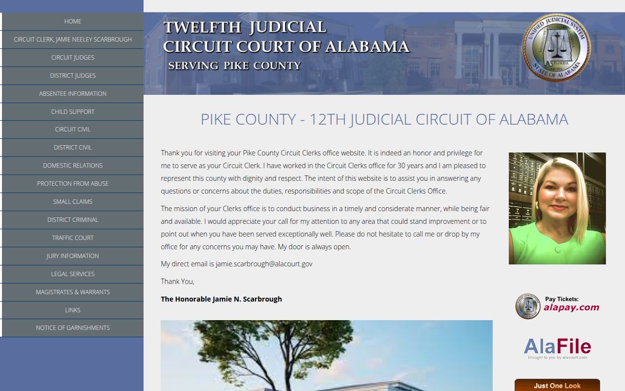 Pike County court records search page on Alacourt ACCESS portal