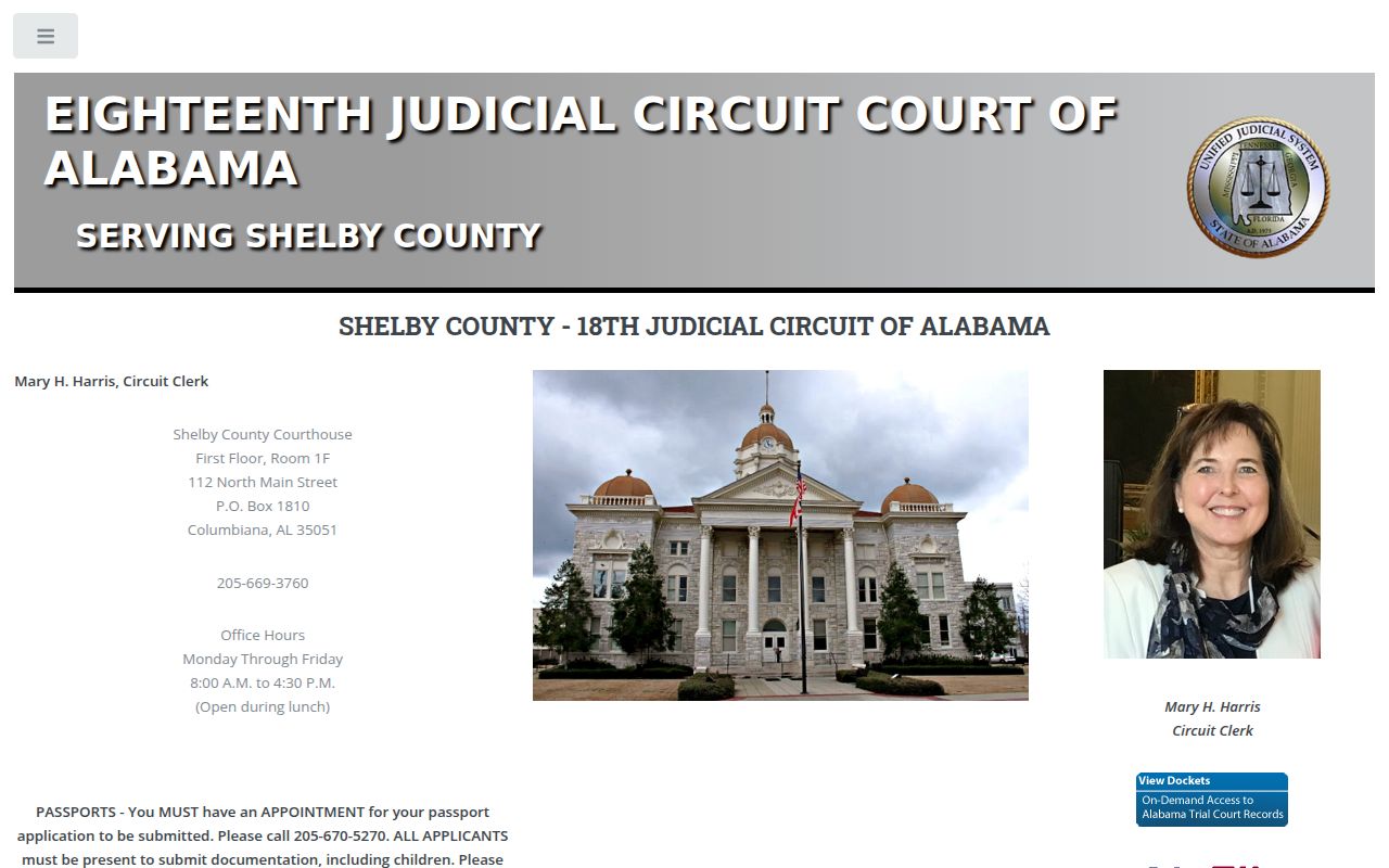 Shelby County court records search page on Alacourt ACCESS portal