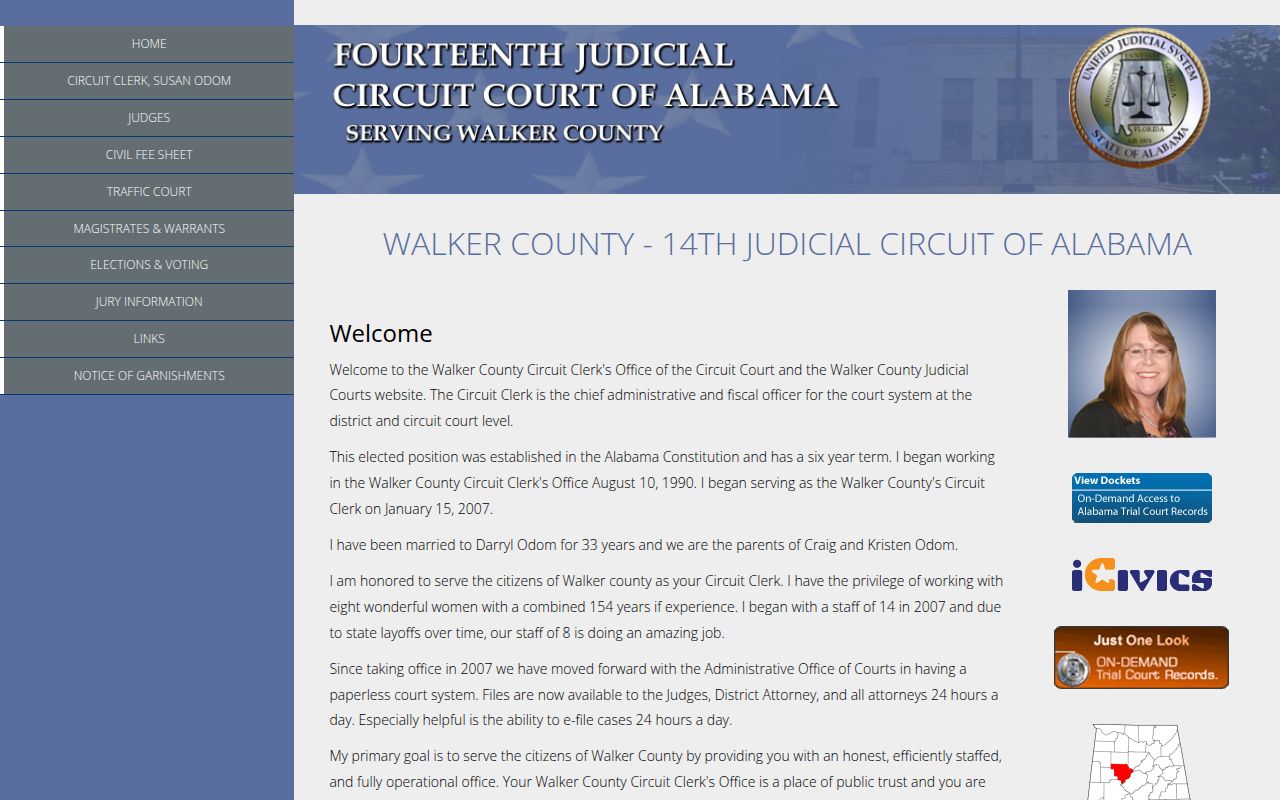 Alacourt ACCESS search portal for Walker County court records